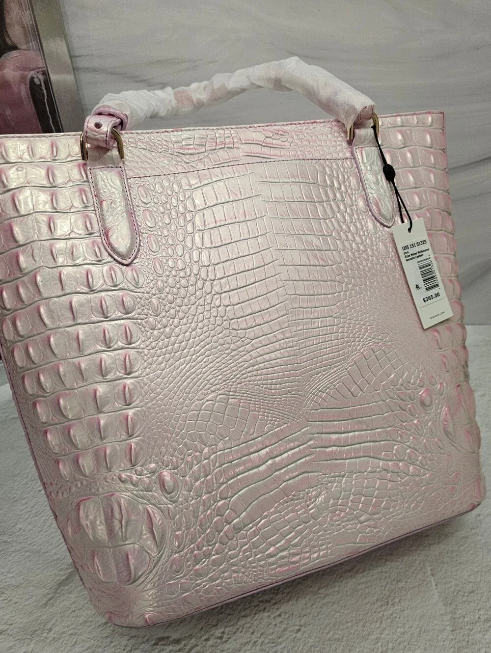 RARE NWT Brahmin Ezra Rose Water Melbourne 3 Eyes On Tote + Heart Pouch Set
